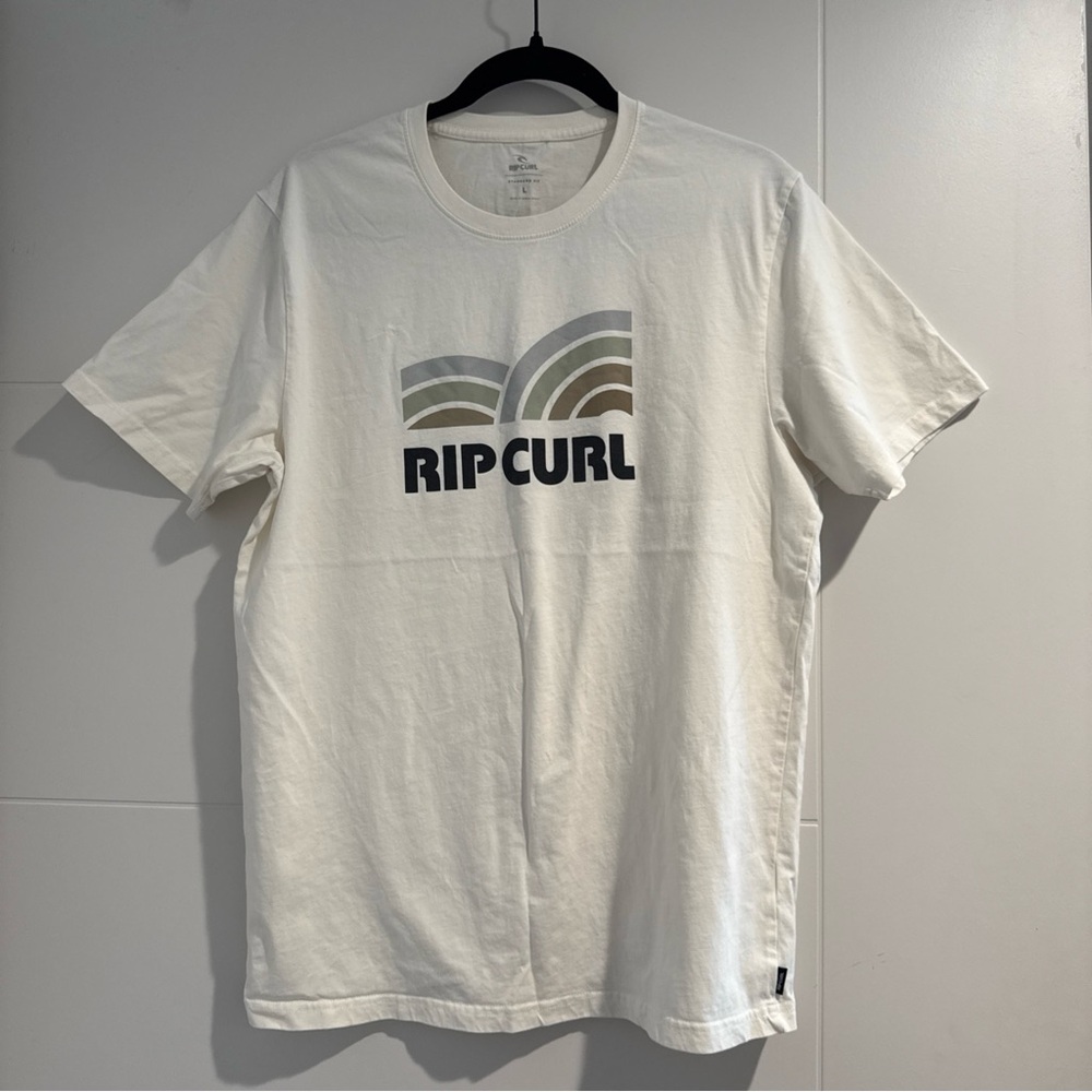 Rip Curl Surf Revival Capture T-Shirt Off white Size L Standard Fit Cotton